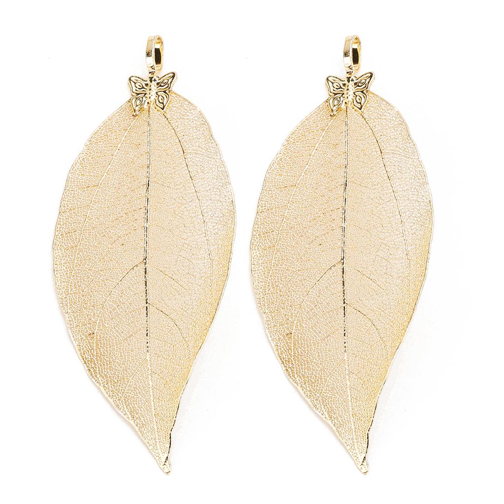 2pcs/lot Copper Butterfly Leaf Charms Textured Leaf Pendants For Jewelry Making DIY Bracelet Necklace Earrings Accessories