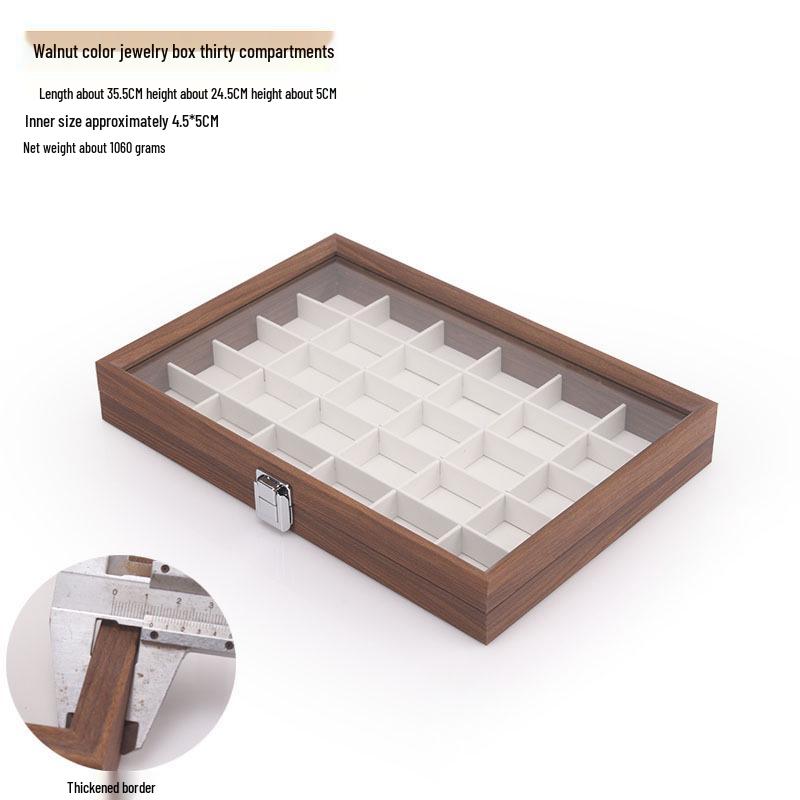 Шкатулка для украшений из орехового дерева с белой кожей и крышкой, пыленепроницаемое хранилище для серег, колец, ожерелий и браслетов.