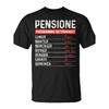 Men's Funny 2024 Retirement Italian Phrase T-Shirt - "Pensionato" Design with Italian Retirement Benefits Chart - Humorous Gift for Retirees - Casual