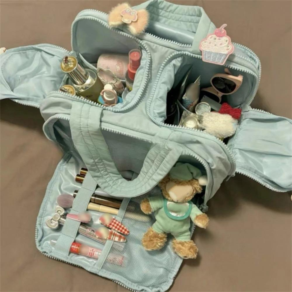Zipper Closure Cosmetic Handbag Multipocket Design Portable Makeup Pouch Shower Organizer