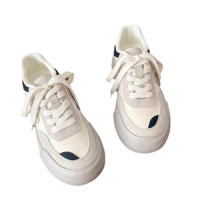 Женские ретро красные кроссовки на толстой подошве, Весна 2025, Шикарный гонконгский стиль, Немецкие тренировочные туфли с круглым носком