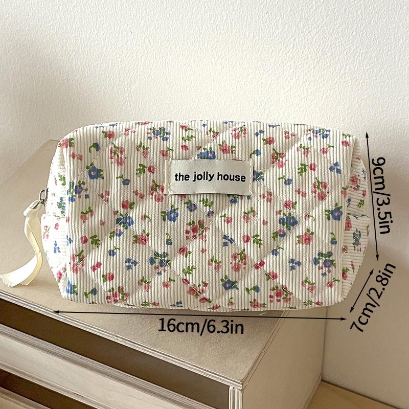 Косметички с цветочным принтом, дорожная косметичка для девочек, косметичка-органайзер, косметичка, стеганая сумка на молнии