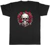Skull Roses Unisexs TShirt Gothic Emo Biker Rock Head Unisex Tee Gift