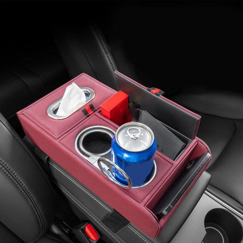 PU Leather Car Armrest Cushion Arm Rest Height Pad Phone Storage Box Car Interior Tissue Box Auto