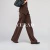 Wide leg suit pants, women's casual floor length pants, loose and slimming straight leg pants