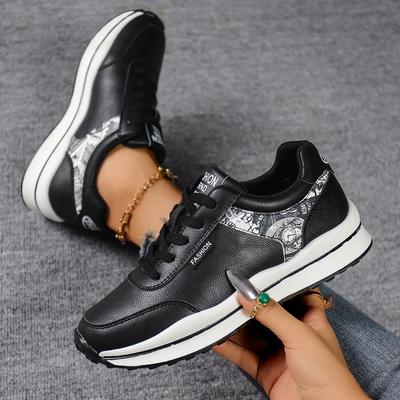 Модная женская повседневная спортивная обувь Модные кроссовки на платформе со шнуровкой и боковой молнией Женские легкие нескользящие вулканизированные туфли Большой размер