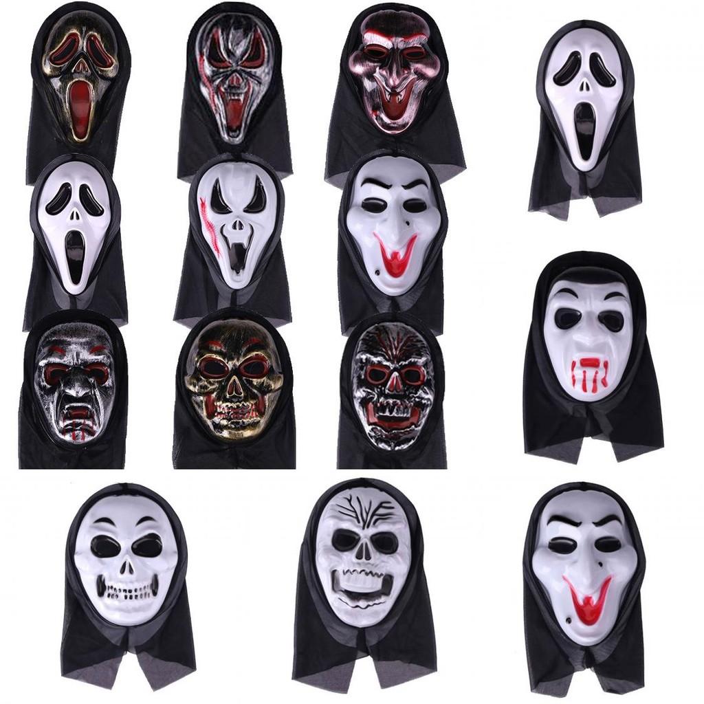 Маска ужаса на Хэллоуин для костюма для вечеринки с пластиковыми лицами призрака и вампира для косплей-мероприятий