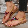 Foreign Trade 2025 Large Size Toe Roman Sandals Ethnic Style Flat Bottom Fashion Bohemian Beach Sandals Summer