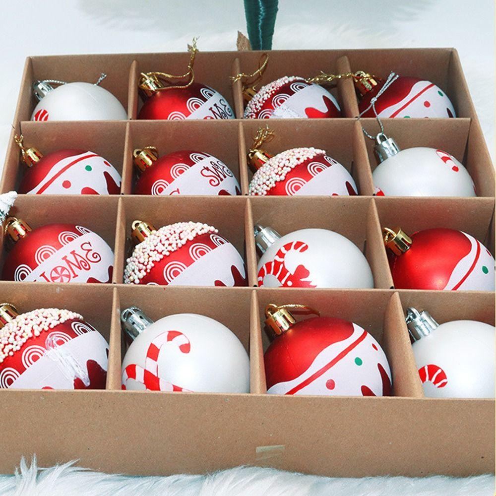 16pcs Plastic Painted Christmas Balls Set 6cm Christmas Tree Pendant  New Year Gifts