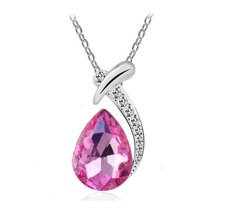 Korean Fashion Glass Crystal Water Drop Necklace Pendant