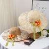 Lace bow straw hat women's summer French big brim sunshade sun hat seaside beach vacation sun hat