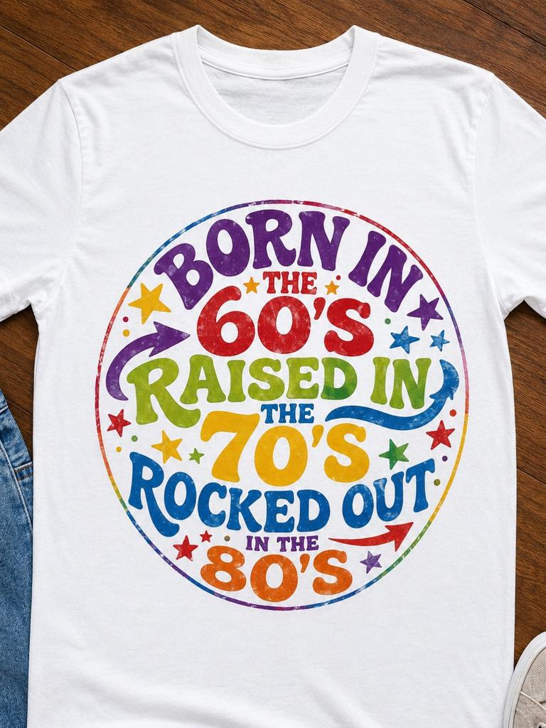 Women's Plus Size Vintage T-Shirt - 60s 70s 80s Retro Style Soft Short Sleeve Round Neck Tee, Loose