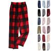 Women Pajama Pants Plush Sleep Pants Soft Elastic Waist Pajama Bottoms Plaid Pants With 2 Pockets