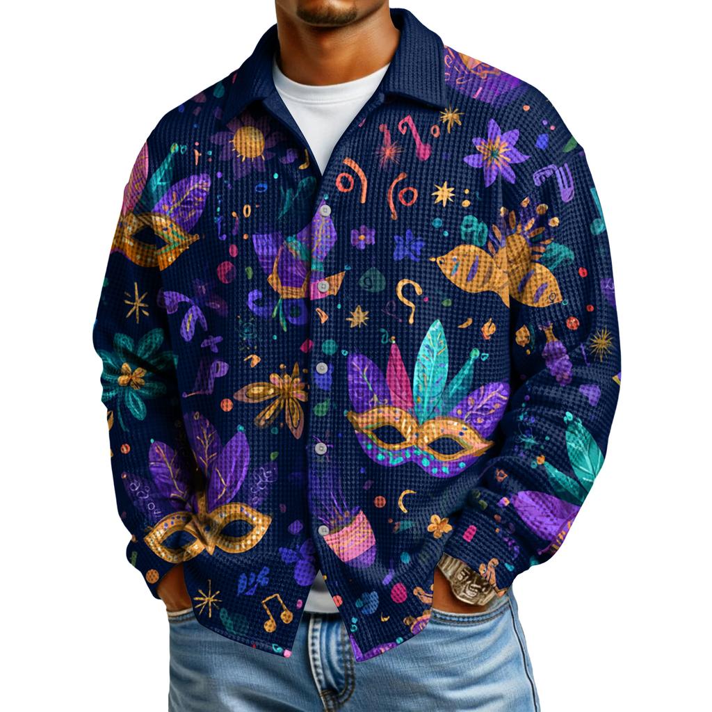 Мужская повседневная рубашка с длинным рукавом на пуговицах