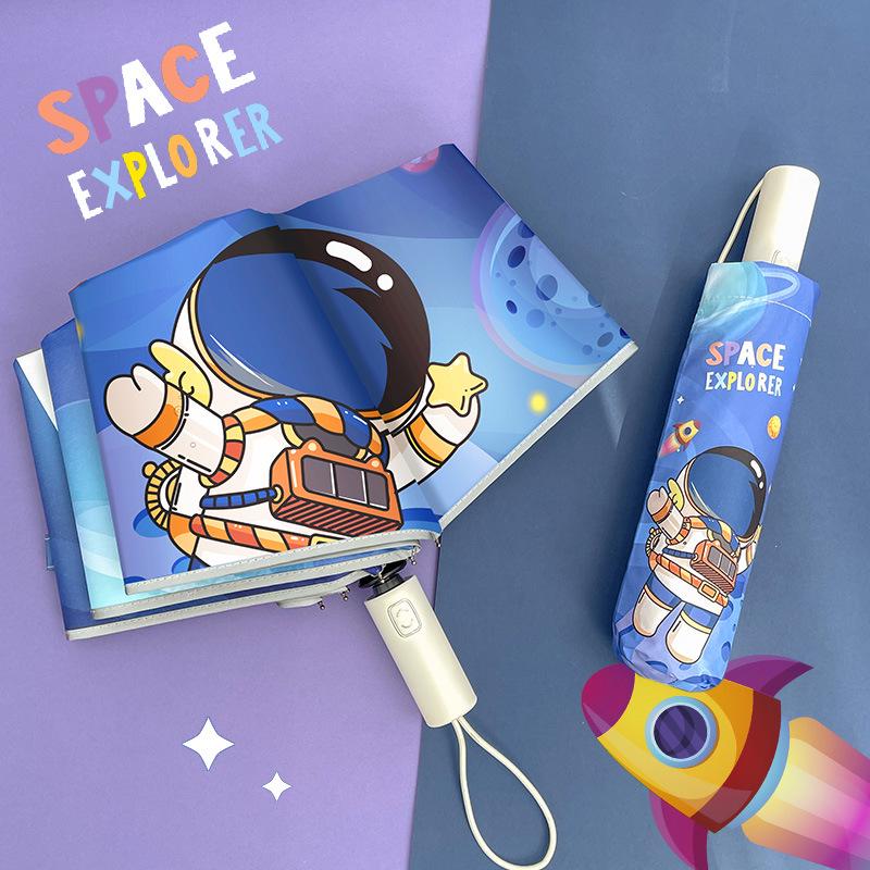 Children's Cartoon Fully Automatic Safety Umbrella: Rain or Shine, Reflective, Foldable, Anti-Rebound Design