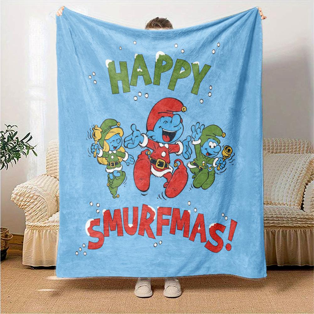 The Smurfs Flannel Blanket, High quality Comfortable for All Seasons, Home Decor, Warmth and Comfort