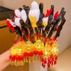 Chinese Style Luminous Lantern Headband Flower Tassel New Year Headdress Photo Props