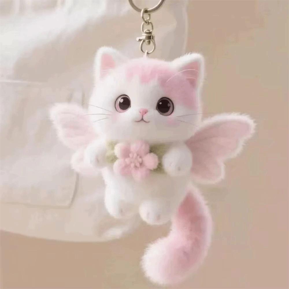 Soft Cat Plush Keychain Realistic Kitten Cat Plush Keyring Backpack Accessories
