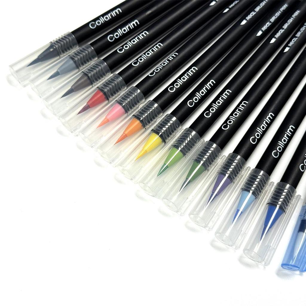 12 Colors Watercolor Brush Pens Set - Flexible Tip, Includes Water Brush & Travel Case