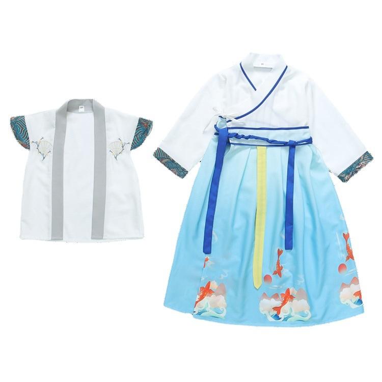 Ханфу девушка в китайском стиле тканевое летнее платье античный костюм Тан костюм супер феи платье маленькая девочка юбка русалки принцессы нижнее белье