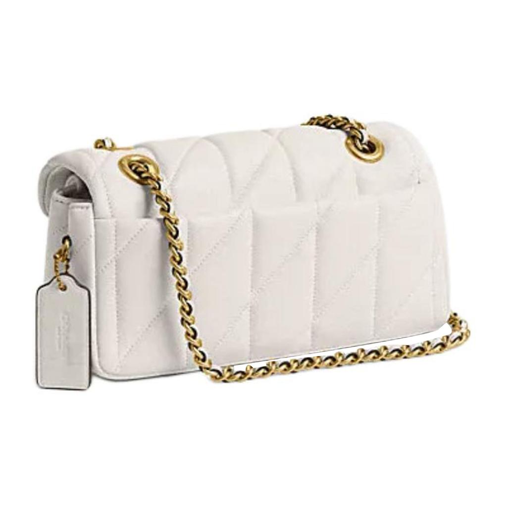 Coach Tabby 20 Striped Quilted Push Lock Closure Logo Flap Pillow Bag Women Handbags Chalk-White CP149-B4HA