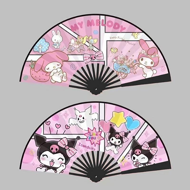 Синнаморолл Моя Мелоди Мультфильм Sanrio Куроми Складной Веер Шелковая Ткань 8 Дюймов Женские Подарки Домашний Декор Бамбуковая Ручка Ручной Веер