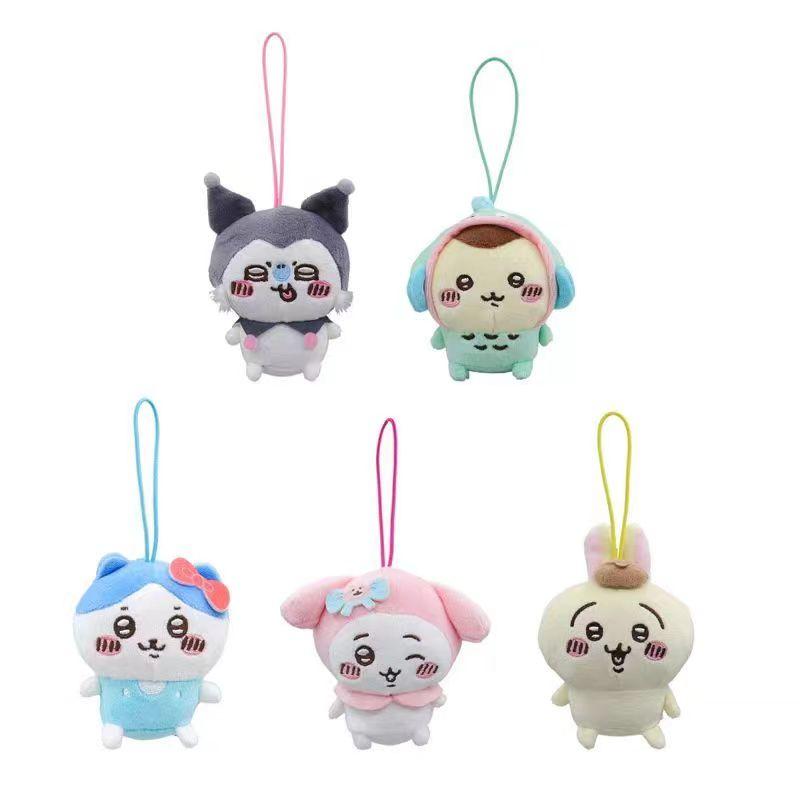 Чиикава Медведь-самоуничижитель Коллаборация Санрио Плюшевая кукла Хелло Китти1 Мелоди1 Куроми1 Сачиджи Плюшевая игрушка Брелок Украсить