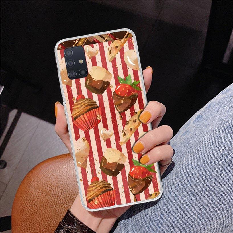 Чехол для телефона Macaron Ice Cream Cake Doughnut для Samsung Galaxy A52 A32 A22 A12 A51 A31 A50S A30S A20S A10S Note 20 Ultra 10 Plus