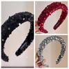 Velvet Sequins Headband Solid Color Sponge Hair Band Exquisite Wide Hairband  Ladies