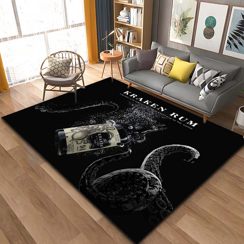 Пряный ром Kraken-Black Pattern Ковры Спальня Игровые коврики Декор спальни Ковер Ковер для гостиной Коврик для ползания Рождественский подарок Ковер