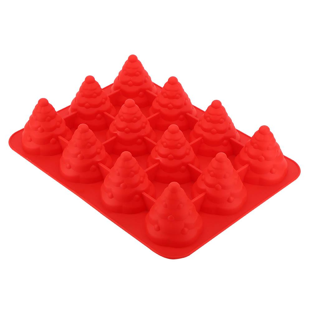 12 Hole Christmas Tree Silicone Mold Cake Mould for Mousse Chocolate Muffin Baking Tool