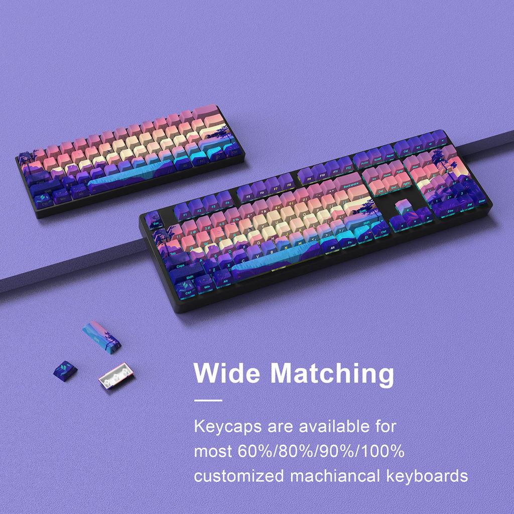 Колпачки для ключей Double Shot PBT, 124 клавиши, фиолетовый Dreamland, индивидуальный набор колпачков для ключей, колпачки для клавиш с дополнительной подсветкой для переключателя MX