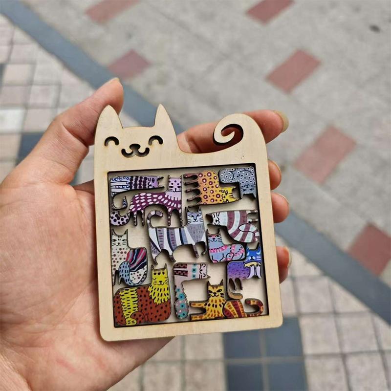 Необычная деревянная головоломка «Кошка» Выразительные игрушки-головоломки Уникальные формы животных Расслабляющий подарок Декоративный элемент Головоломка Игра