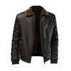 Men 'S Leather Jacket Lapel Autumn and Winter Leather Jacket Motorcycle Suit Youth Large Coat