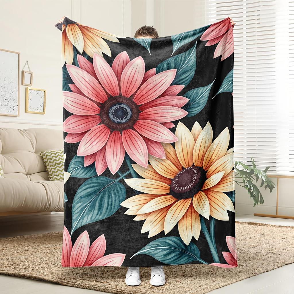 Vintage bright floral pattern Blanket for Sofa Bed Travel Camping Living Room Office Conditioning Blanket for All Seasons Gifts