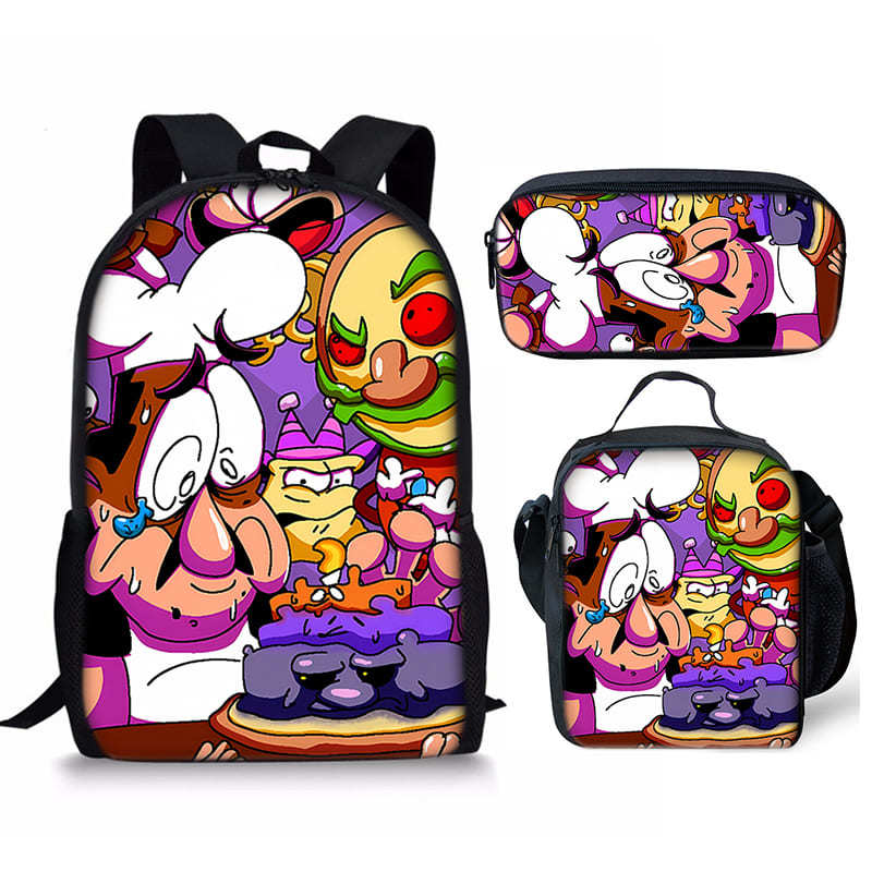 Trendy Popular Novelty pizza tower 3D Print 3pcs/Set Student School Bags Laptop Daypack Backpack Crossbody Lunch bag Pencil Case
