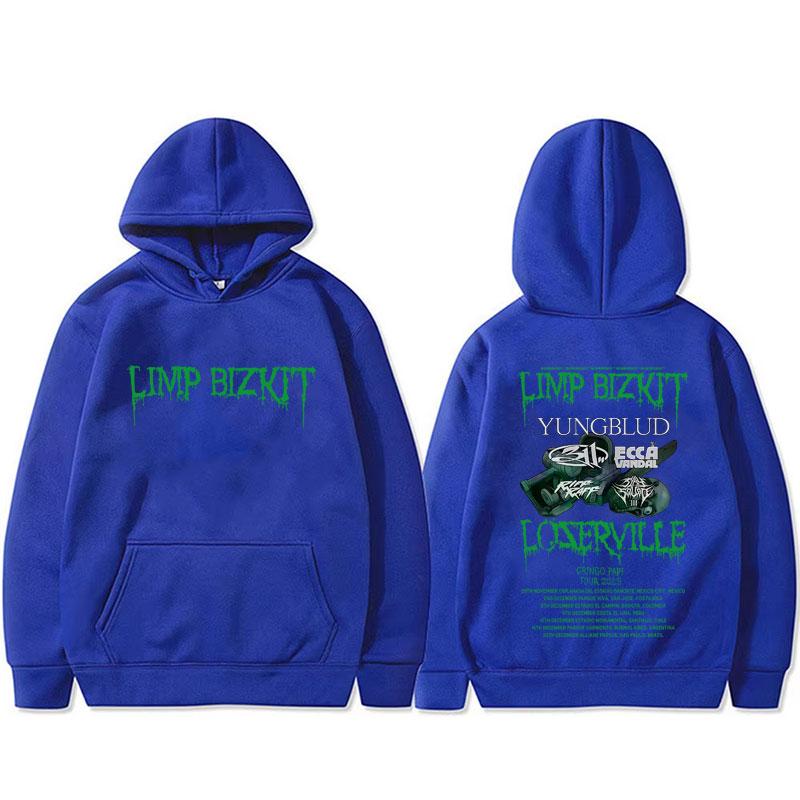Худи с капюшоном Limp Bizkit Loserville Tour Мужское Женское Повседневное Оверсайз Уличная одежда Мужская Винтажная Толстовка