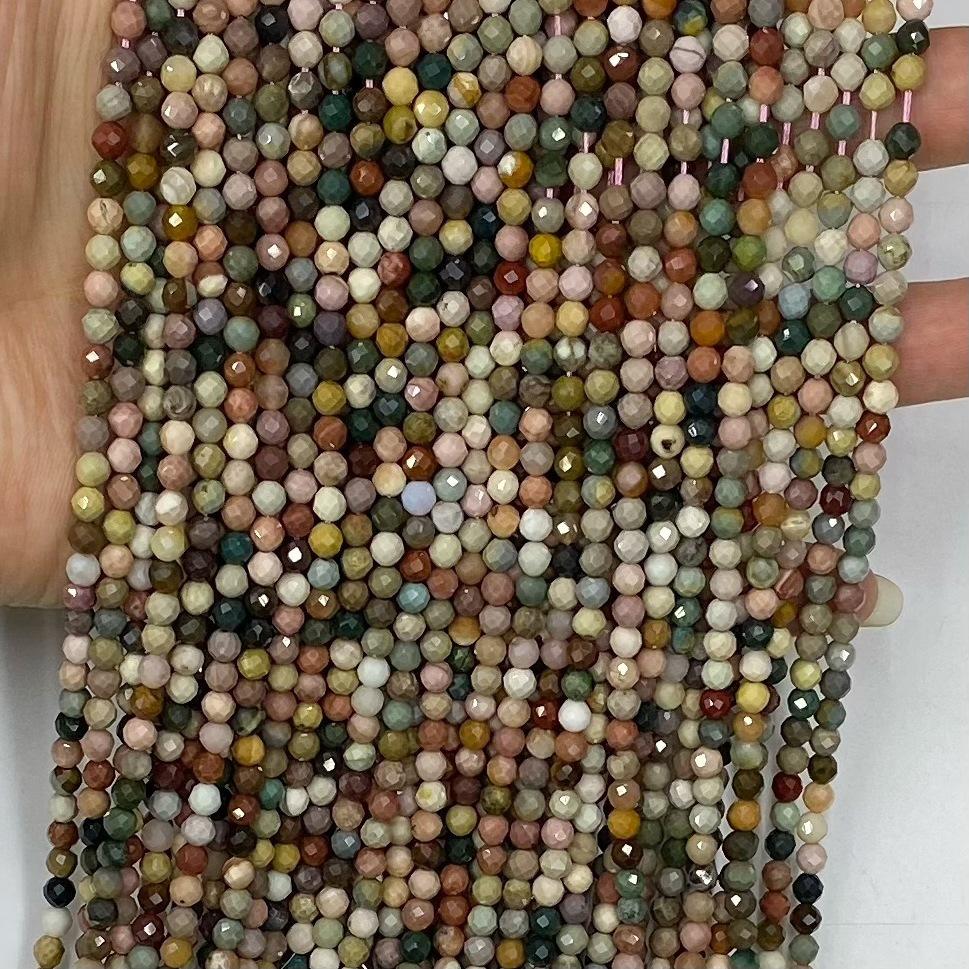 Beads natural Alxa colored jade round cut corner loose beads faceted jade beads jewelry bracelet
