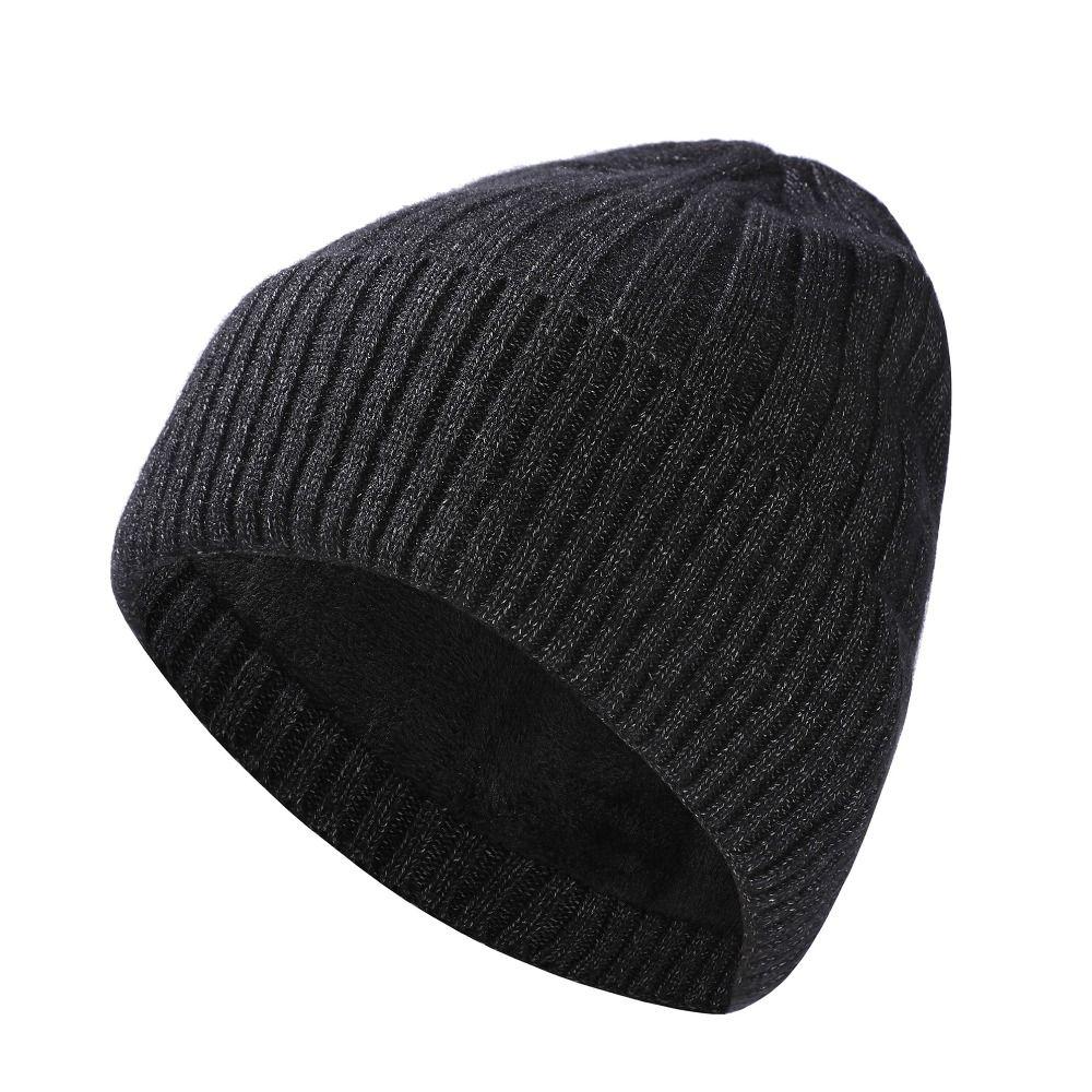Thickened Knitted Hat Wool Beanies Cap Fashion Skull Cap  for Male Female