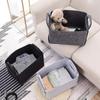 Foldable Felt Sundries Storage Basket With Handle Cosmetics Container Multifunction Laundry Storage Basket Desktop Organizer
