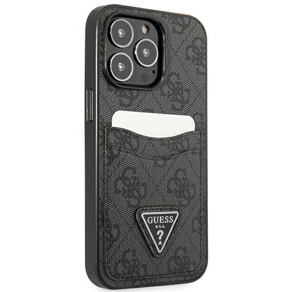 Чехол для iPhone 13 Guess 4G Triangle с карманом для карт Черный