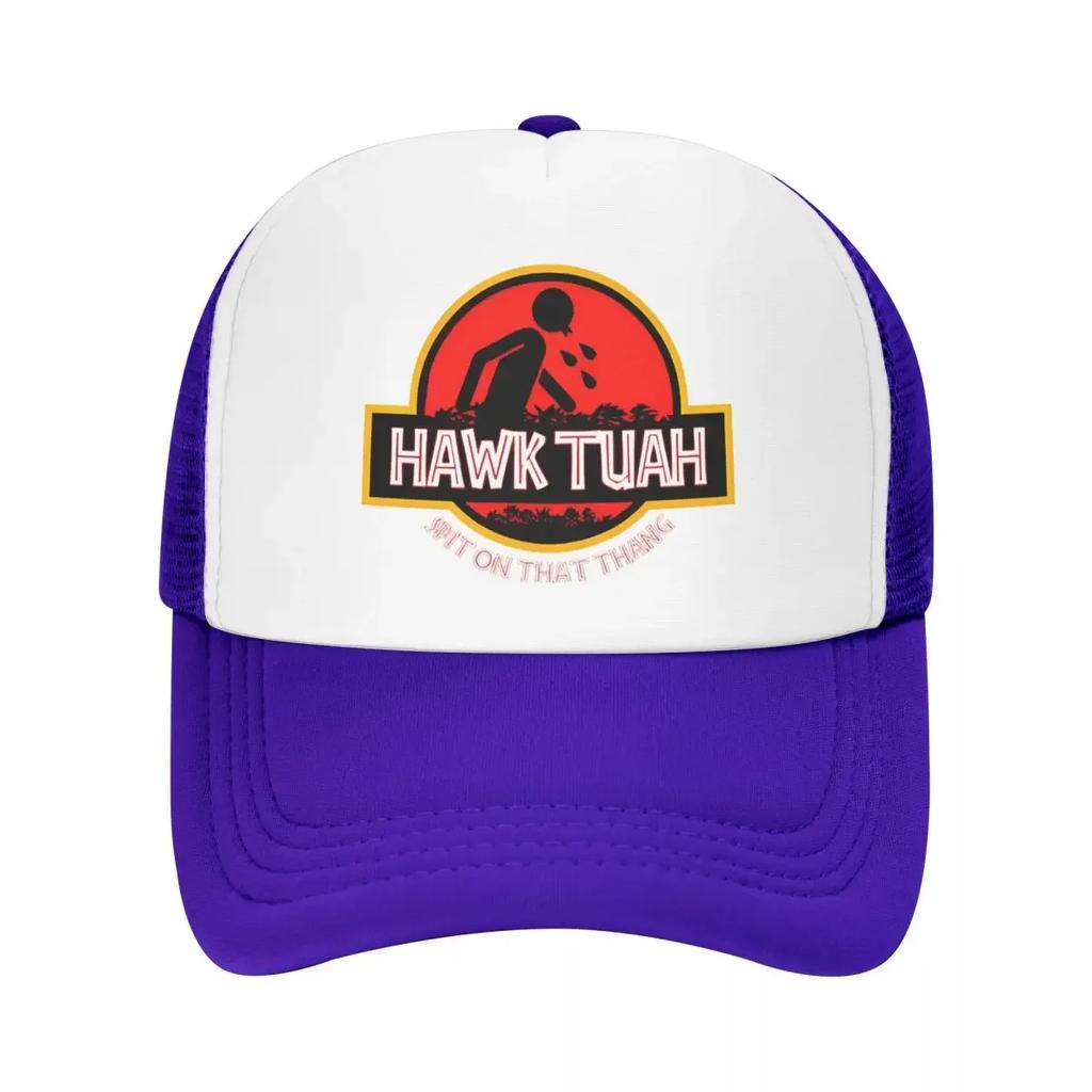 Adult FUNNY HAWK TUAH SPIT ON THAT THANG Trucker Caps Fashion Mesh Baseball Caps Hats Worker Cap Adjustable Sun Hats Summer