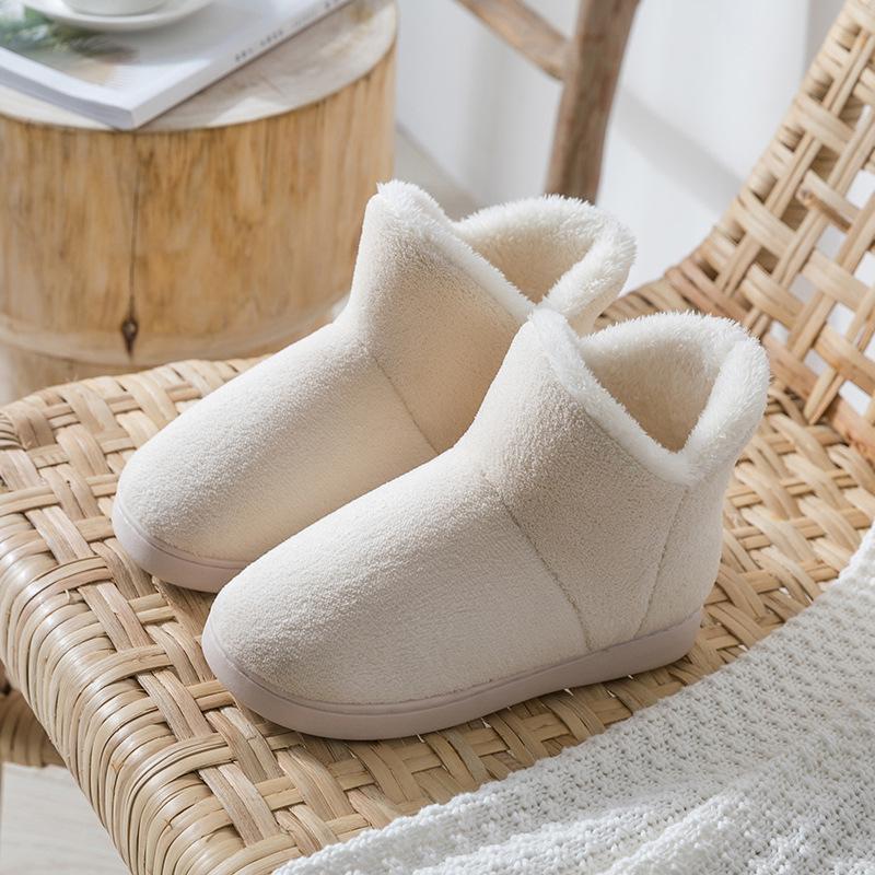 Men and Women Winter Slippers Warm Plush Slip-on Couples Home Floor Shoes Anti-slip Comfortable Flats Female Warm Faux Fur Slippers
