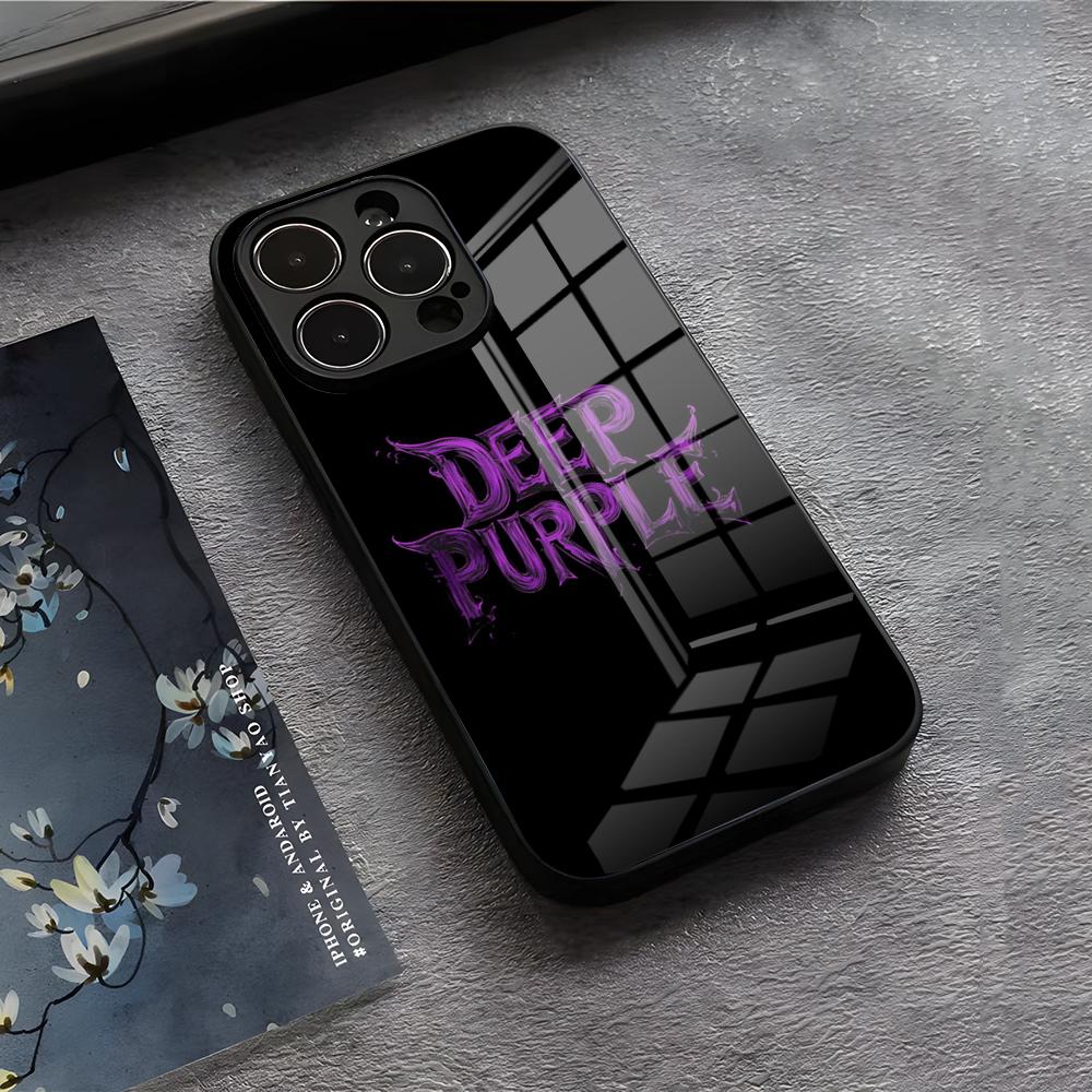 Чехол для телефона Band D-Deep P-Purple для IPhone 17 Air 16 E Pro Max 15 14 13 Mini 12 Pro 11 Max Plus Черная стеклянная крышка