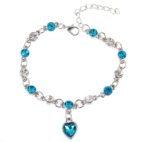 Подвесной шарм в форме сердца с кубическим цирконием и красочным браслетом из нержавеющей стали с кубическим цирконием для женщин