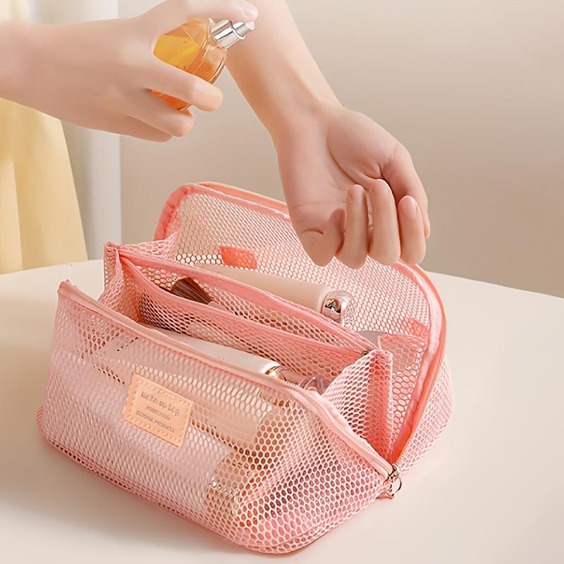 Mesh Makeup Bag for Women, Large Capacity Travel Cosmetic Organizer, Portable Toiletry Bag