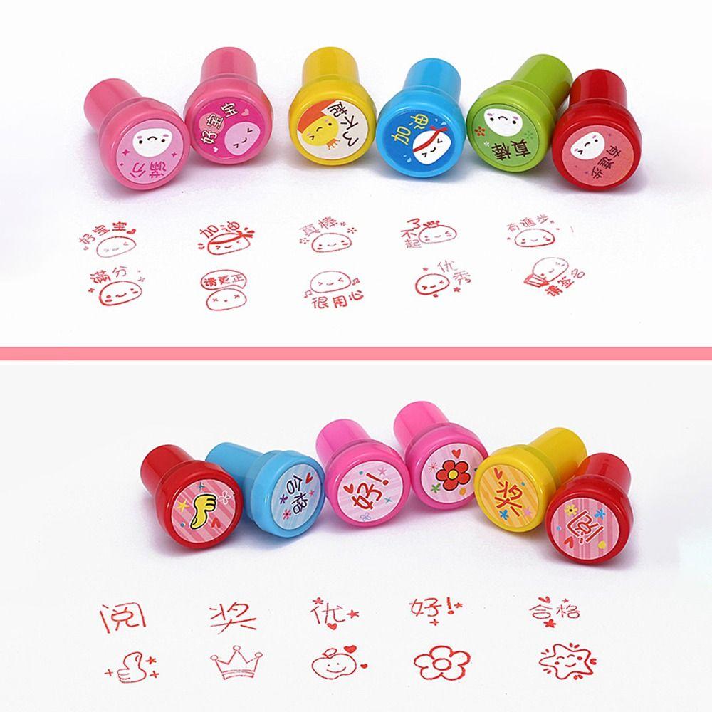 10/12/26Pcs Cartoon Children's Self-stamp Set for Children Treasure Box Prize Birthday Party Gift