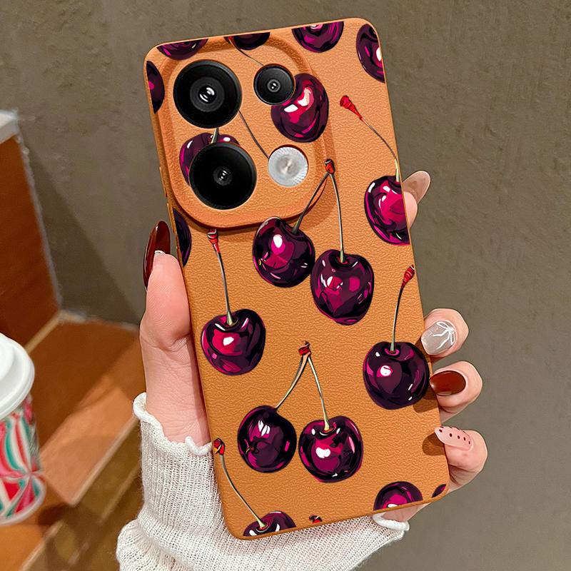 Ретро-стиль масляной живописи с вишневым узором Чехол для Xiaomi Redmi Note 14 13 Pro 5G 12 11 Funda Xiaomi 14T 13T 11T Pro Силиконовый чехол с кожаной текстурой