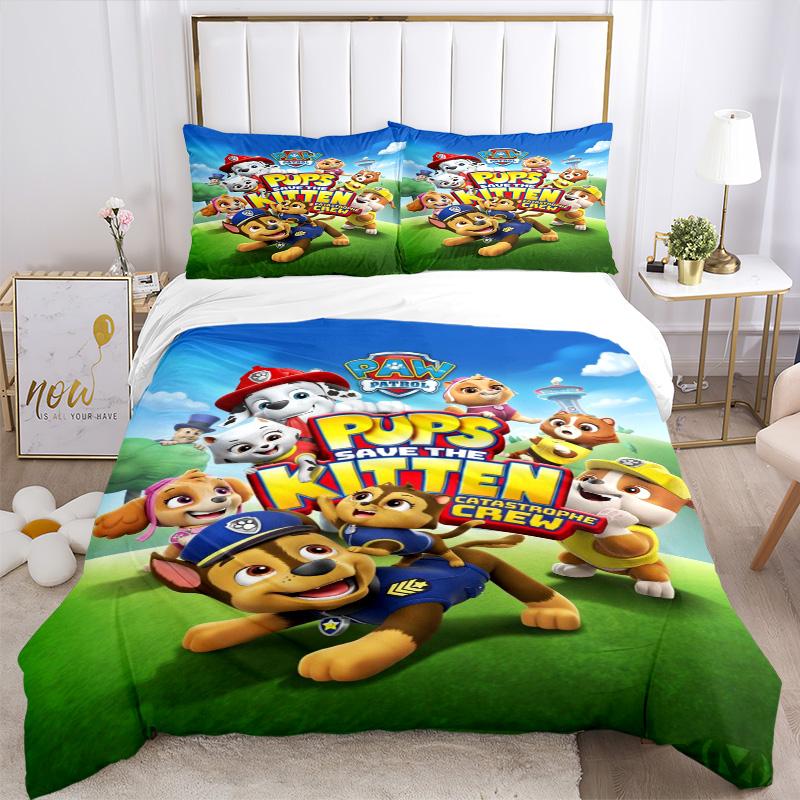 Pups Rescue Kitten Crew Print 3Pcs Bedding Setduvet Cover With 2 Bedropillowcase Home Birthday Gift