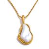 Yhpup Elegance Baroque Simulated Pearls Pendant Necklace Waterproof Stainless Steel Geometric Fashion Jewelry for Women